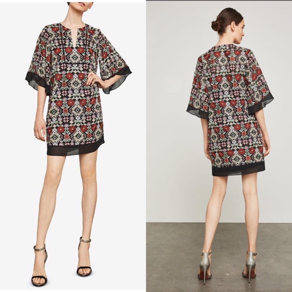 🆕BCBGMAXAZRIA Tati Floral-Embroidered Shift Dress